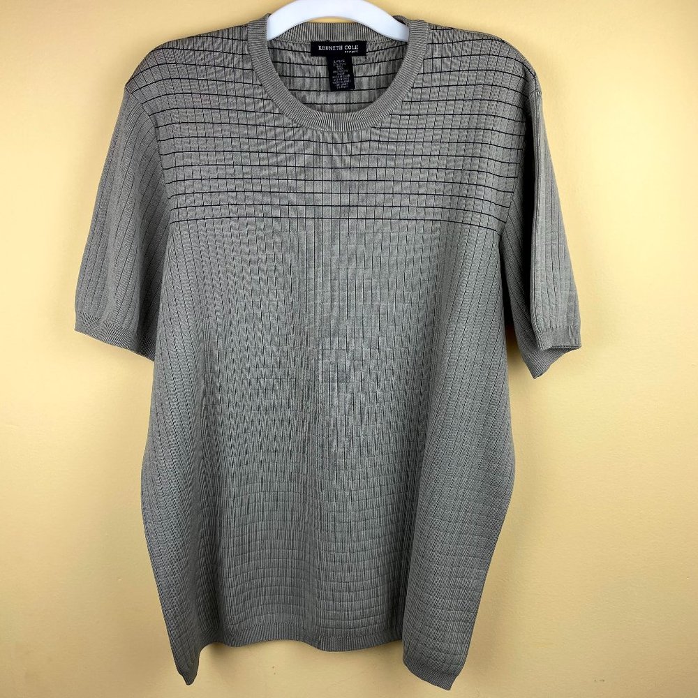 Kenneth Cole NY Brown Silk Ribbed Knit Sweater L